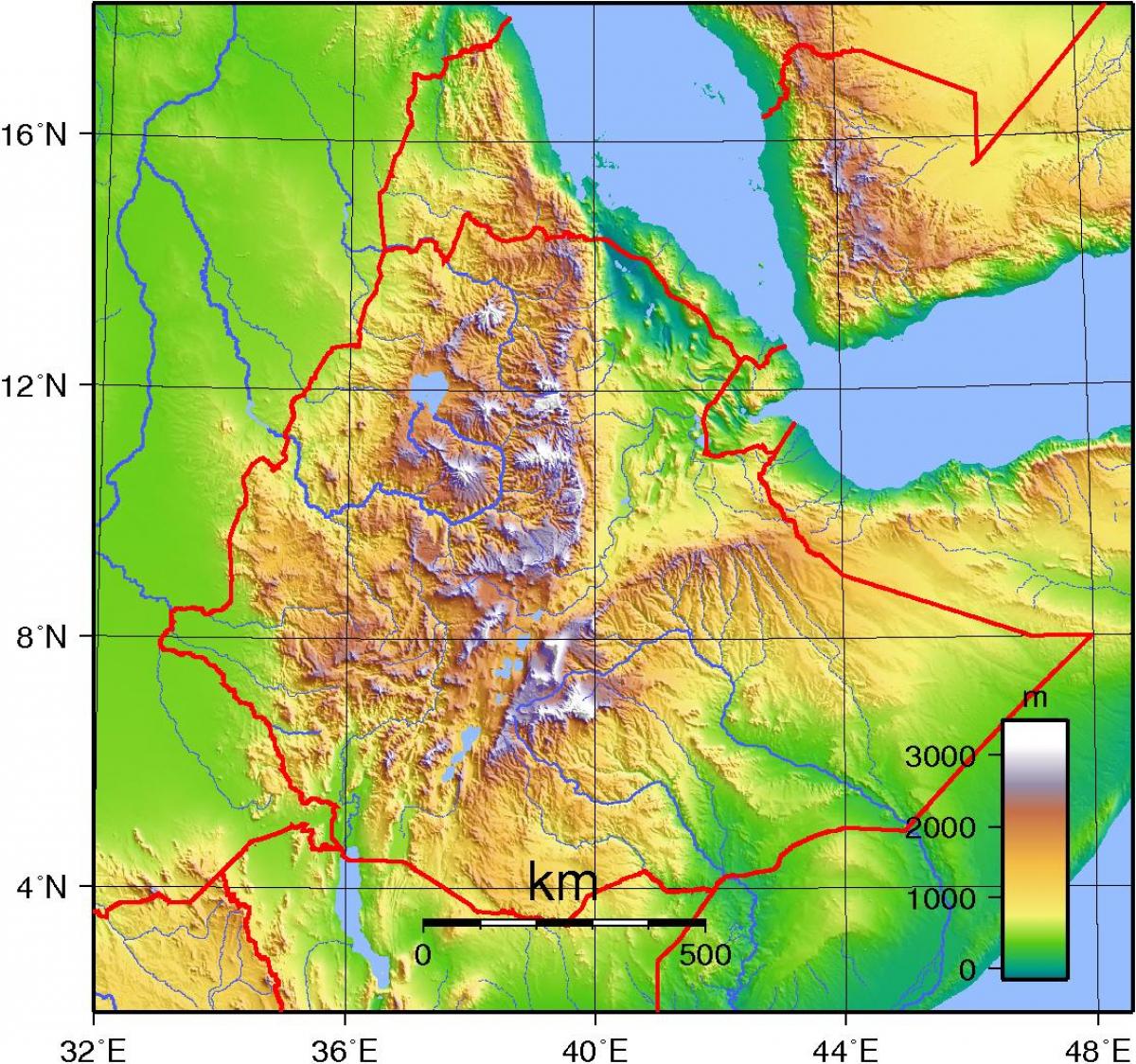 Ethiopian highlands africa hartă