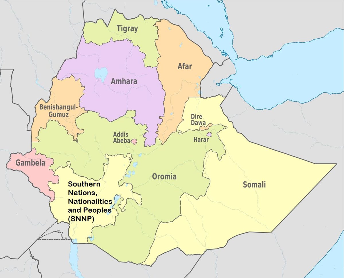 Etiopia amhara region arată hartă