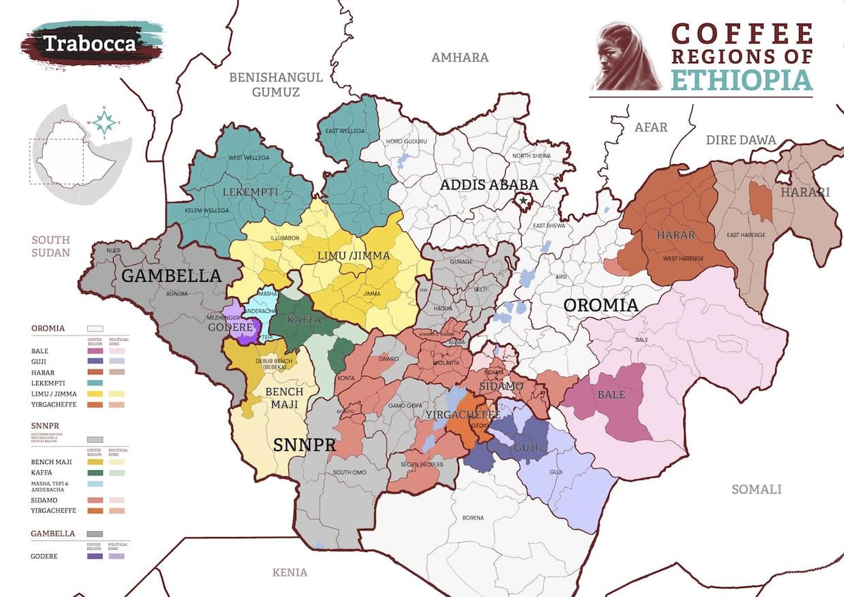 harta Etiopia cafea