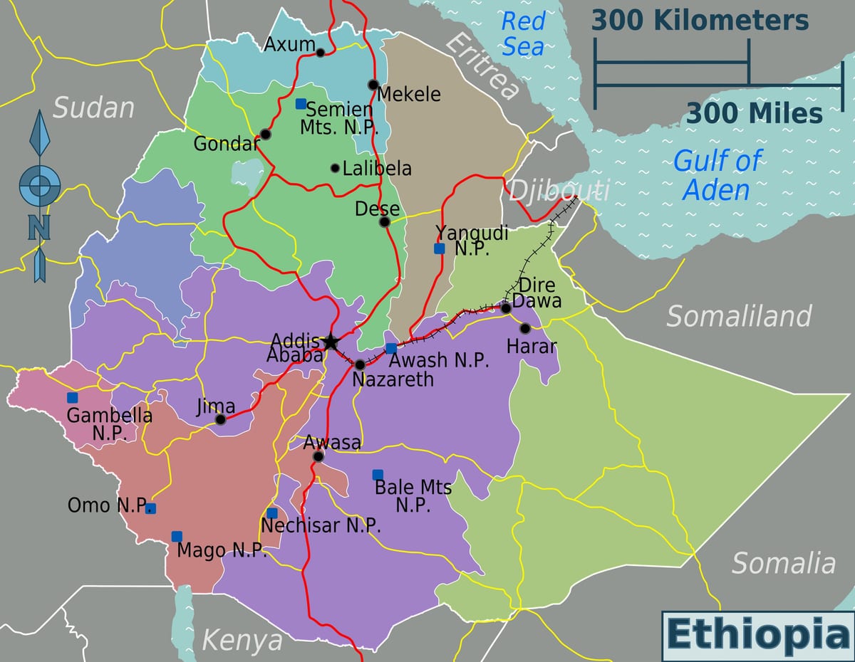 Etiopia atracții turistice hartă
