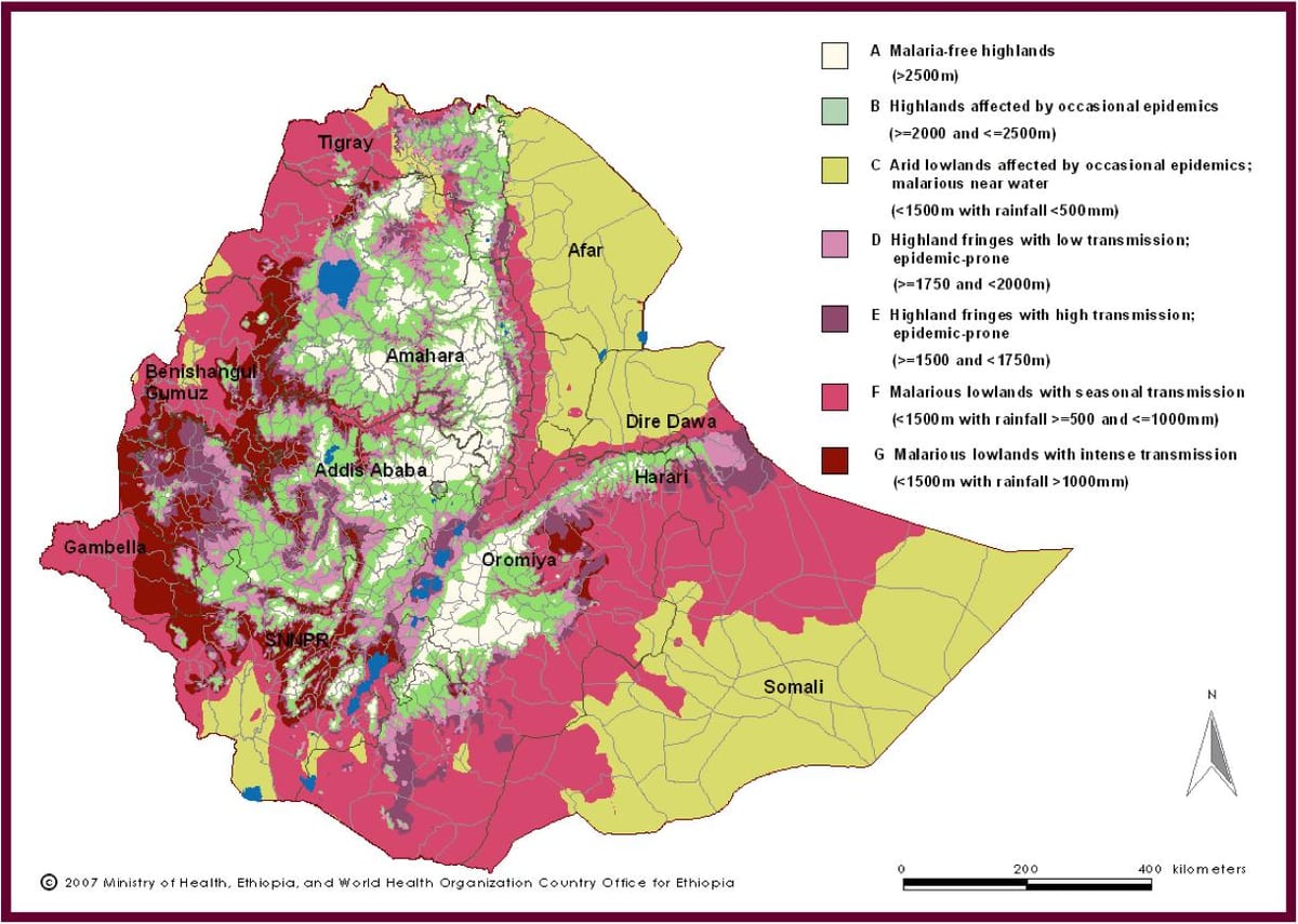 harta Etiopia malarie