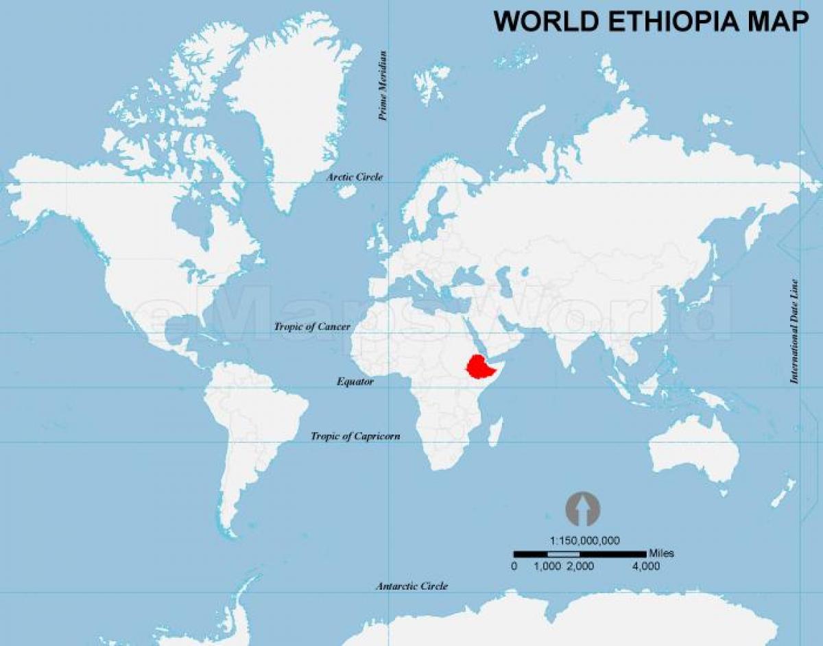 harta lumii Etiopia locație