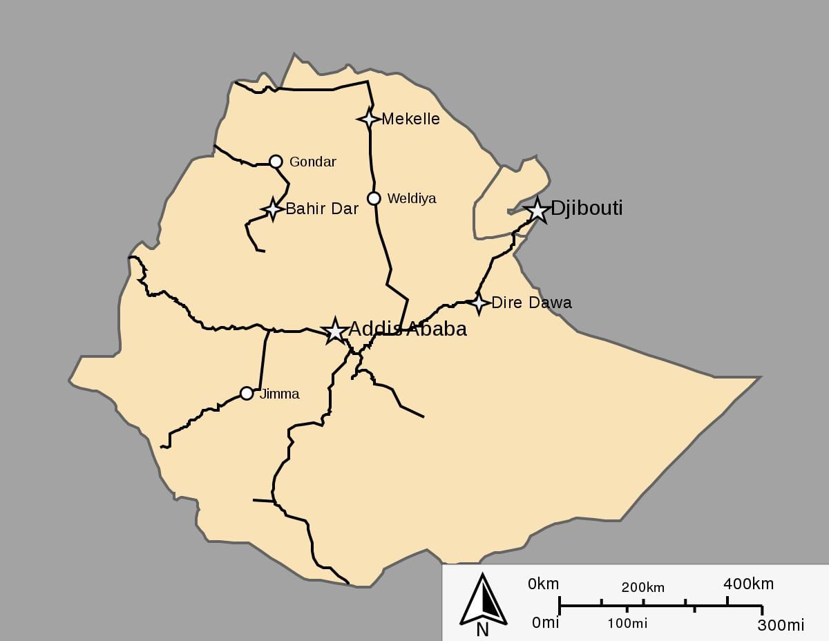 harta Etiopia tren