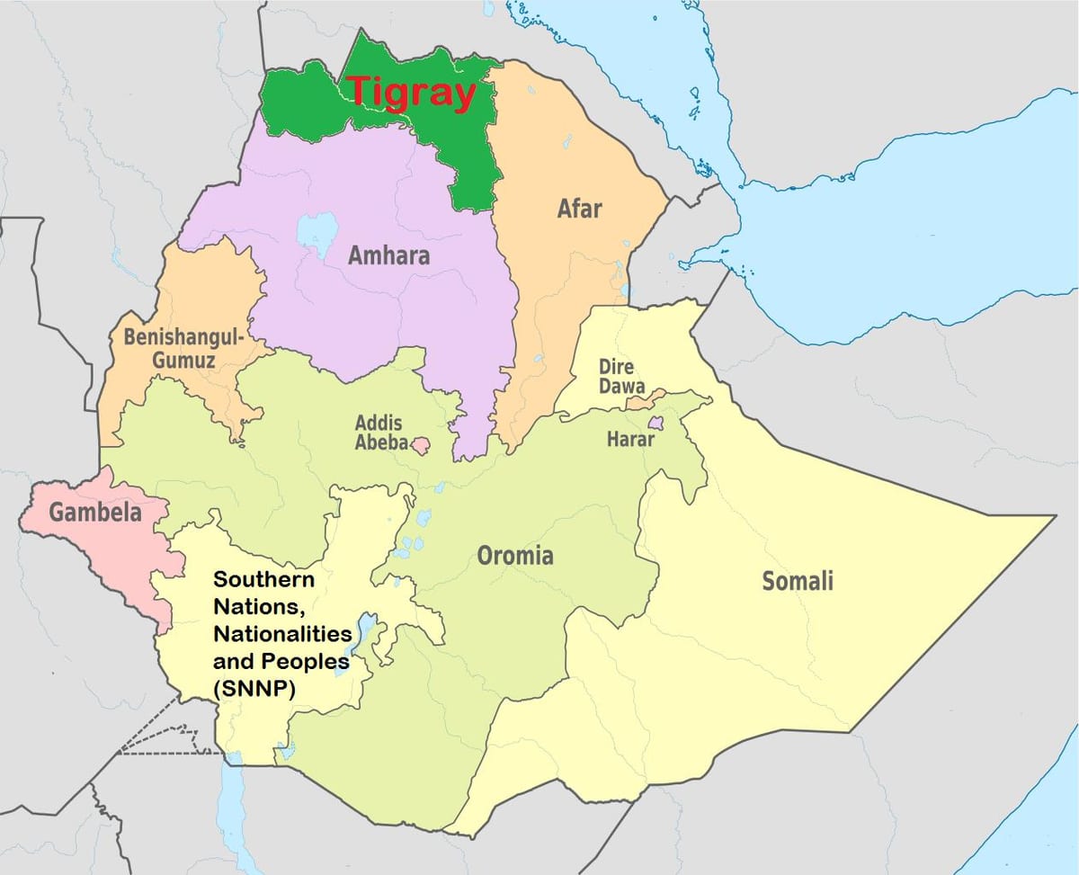 Etiopian tigray hartă