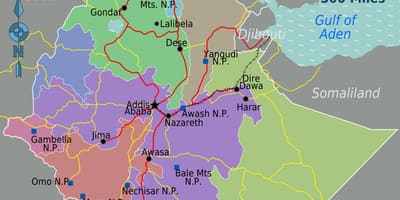 Etiopia atracții turistice hartă
