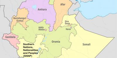 Etiopia regionale de state harta