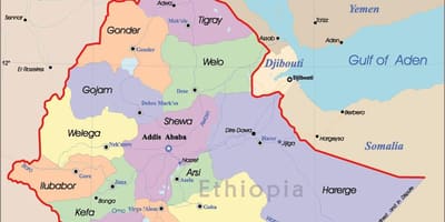 Etiopia harta cu orase