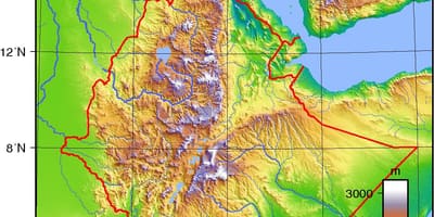Etiopia hartă topografică
