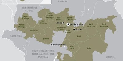 Harta regiunea oromia în Etiopia